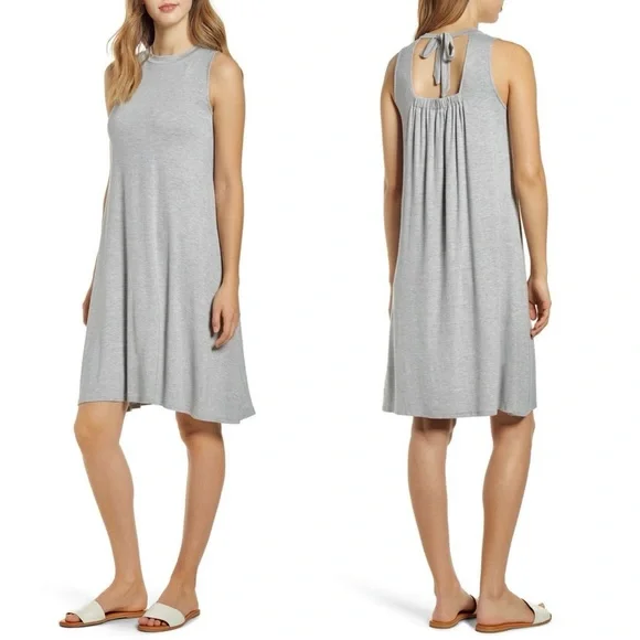 Loveappella Gray Jersey Trapeze Swing Dress - Picture 1 of 8